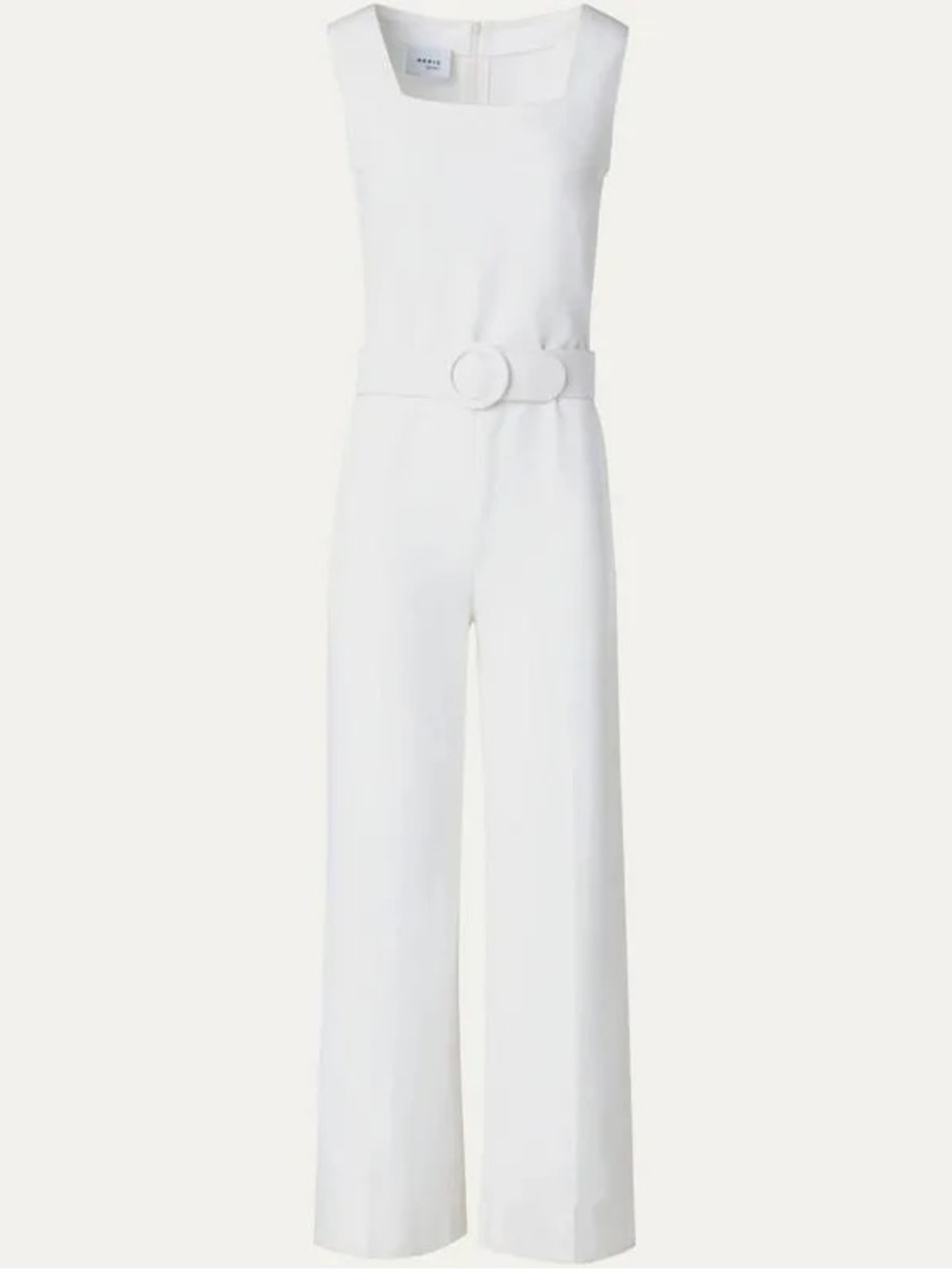 Akris Punto White Sleeveless Belted Wide-Leg Jumpsuit